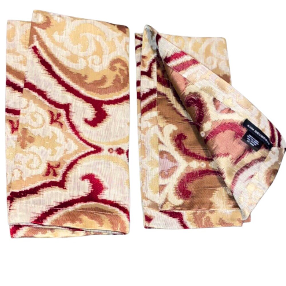 Kim Seybert Napkins Set of 2 Polyester Luxury Fabric Cotton Linen Blend